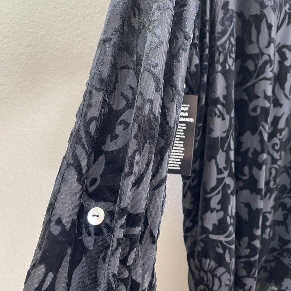 NEW Catherines Womens Plus 2X Black Velvet Burnout Shirt Long Sleeve Button Up - Picture 12 of 12